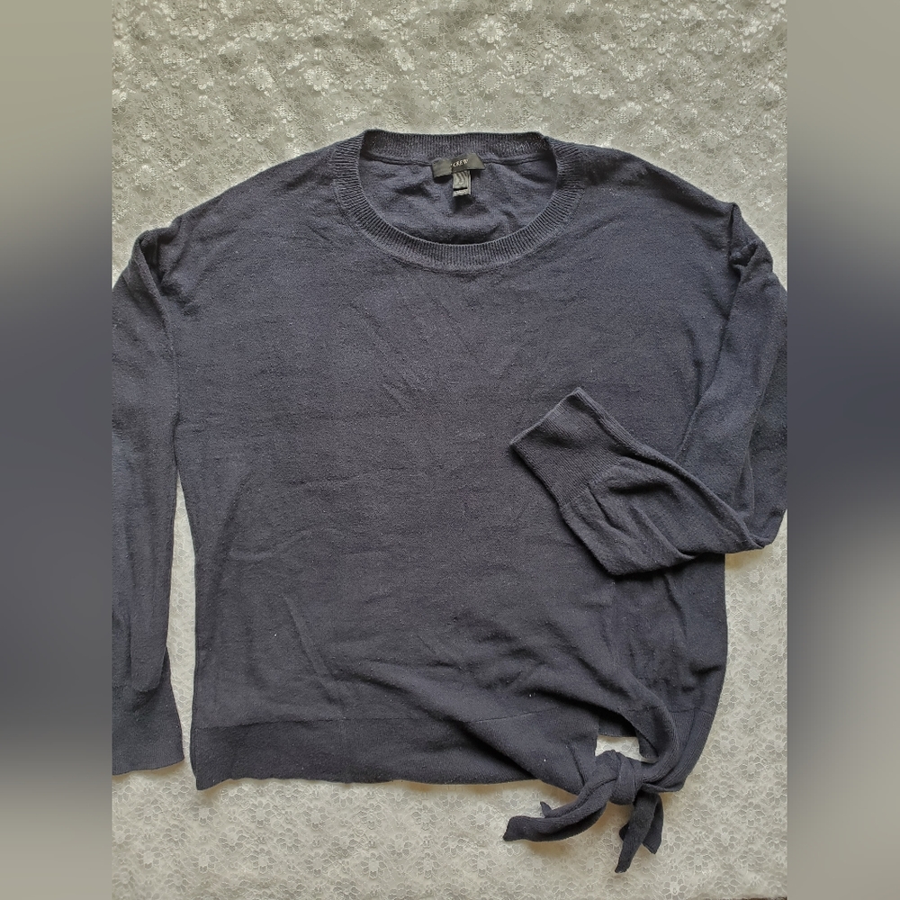 J. Crew tie front navy sweater top | size m
